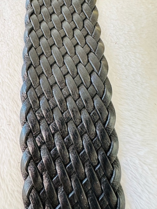 Michael Kors Woven Leather Circle-Buckle Belt in Black Size Small main image 6